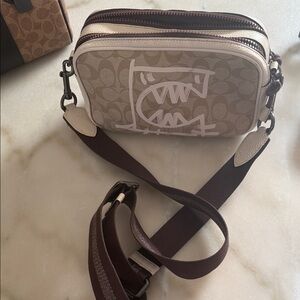 Coach Burgundy and Cream Designer Bag